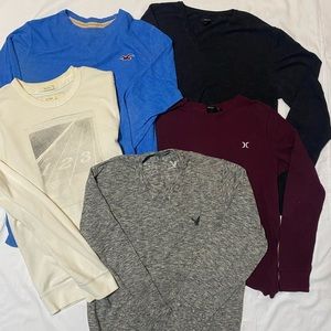 Lot of 5 Men’s S/M lightweight sweaters, Am Eagle, Hollister, Hurley, Abercrombi